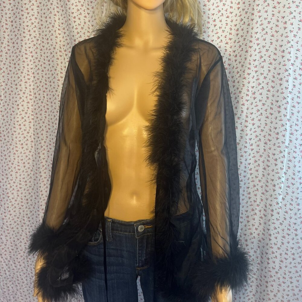 Fashion Nova Softest Touch Black Mesh Robe